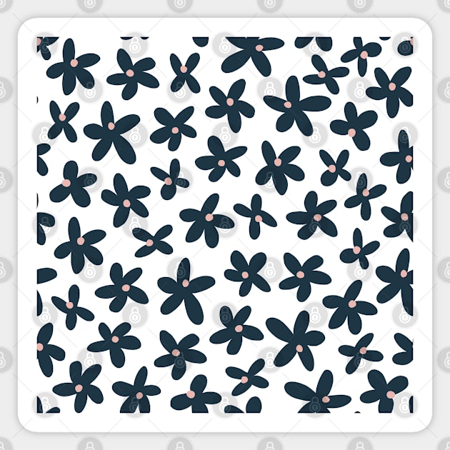 Blue flowers  pattern Sticker by maplejoyy